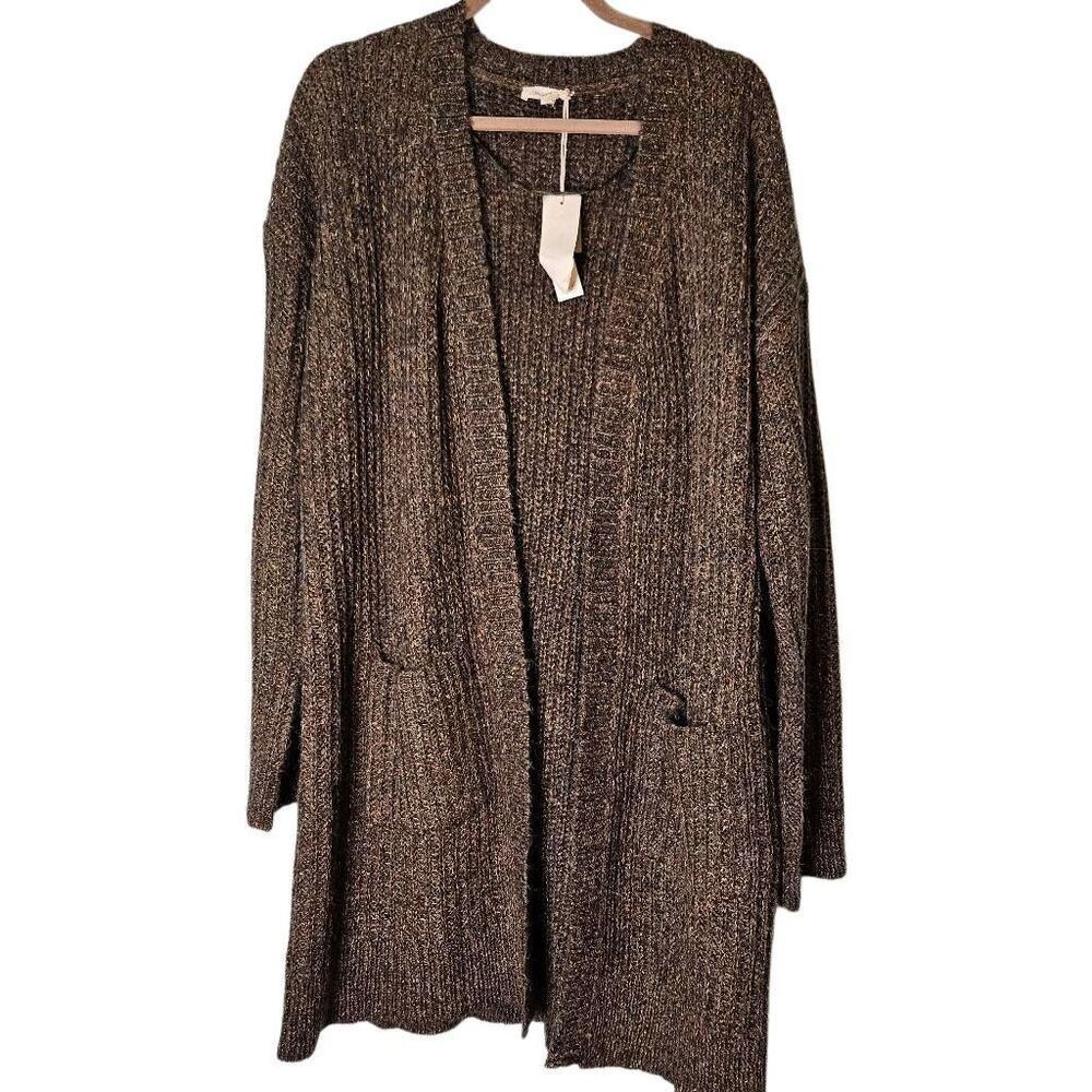 Mystree brown cardigan sweater.  Size L. NWT.